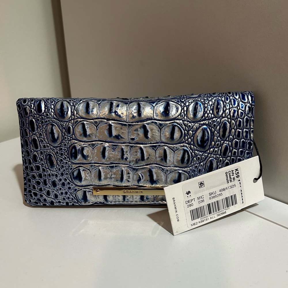 Brahmin Melbourne Collection Ady Coastal Blue Wallet